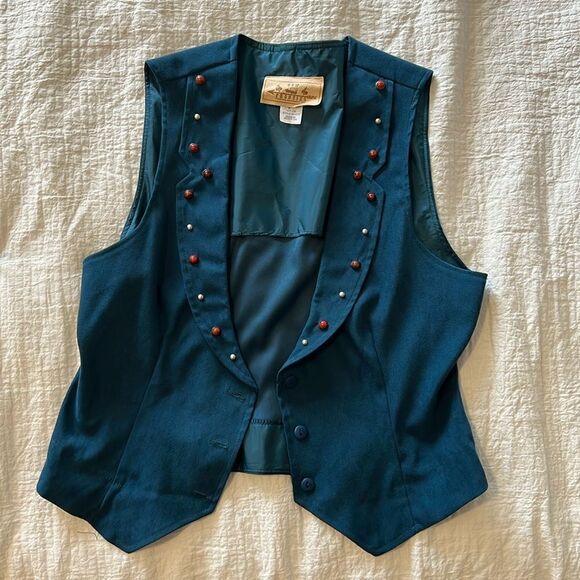 New Frontier Vest Womens Medium Blue Southwest Western USA Vintage Vest - Picture 2 of 5